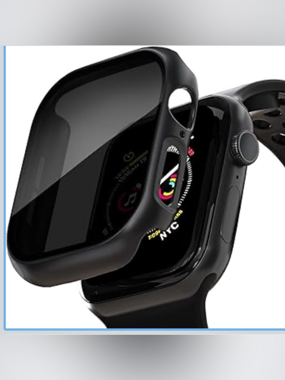 Black Protective Case & Screen Cover for Smartwatch. 2pack. 42mm